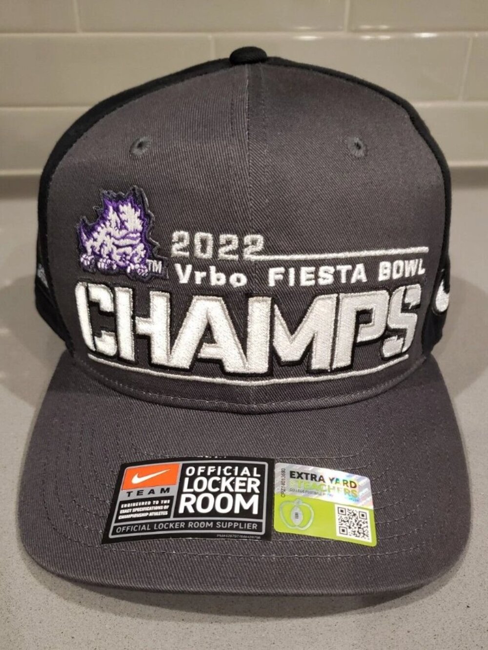 TCU HORNED FROGS NIKE Hat 2022 NCAA CFP FIESTA BOWL CHAMPS Official Locker Room
